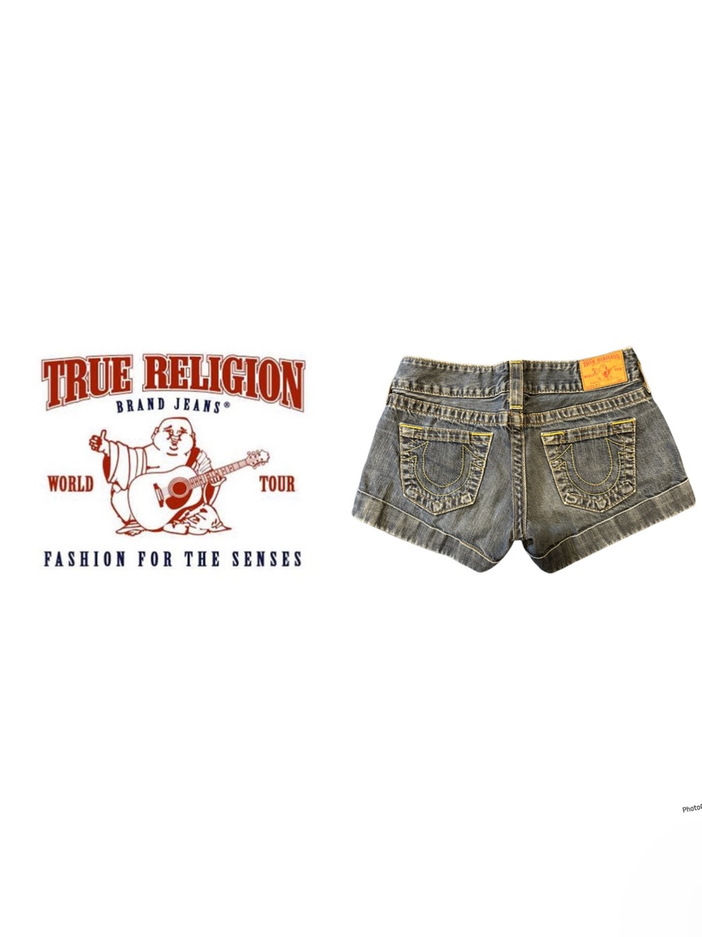True Religion Dark Blue Denim Cuffed Women's low rise Short shorts - STYLE -JESS